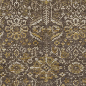 HomeRoots 10 X 14 Damask Polyester Area Rug Washable Indoor Outdoor Patio Entryway Brown 733545