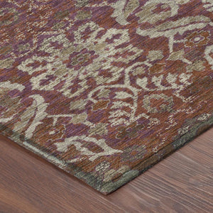 Damask Washable Indoor Outdoor Area Rug Stain Resistant Polyester Patio Entryway Decor