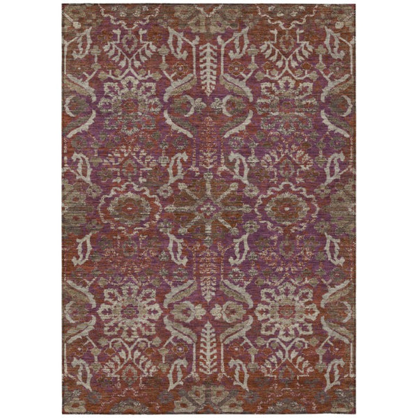 Damask Washable Indoor Outdoor Area Rug Stain Resistant Polyester Patio Entryway Decor
