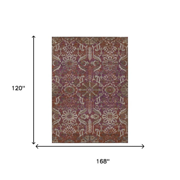 Damask Washable Indoor Outdoor Area Rug Stain Resistant Polyester Patio Entryway Decor