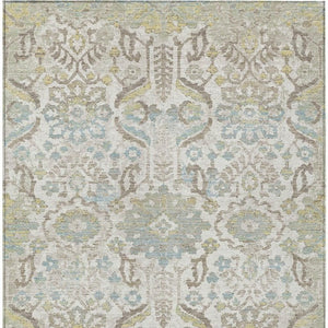 10 X 14 Damask Washable Polyester Area Rug for Indoor Outdoor High Traffic Spaces