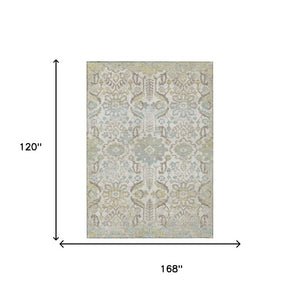 10 X 14 Damask Washable Polyester Area Rug for Indoor Outdoor High Traffic Spaces