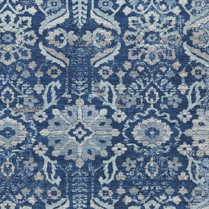 HomeRoots 8x10 Navy Damask Washable Polyester Rug for Indoor Outdoor Patios and Living Rooms 733567