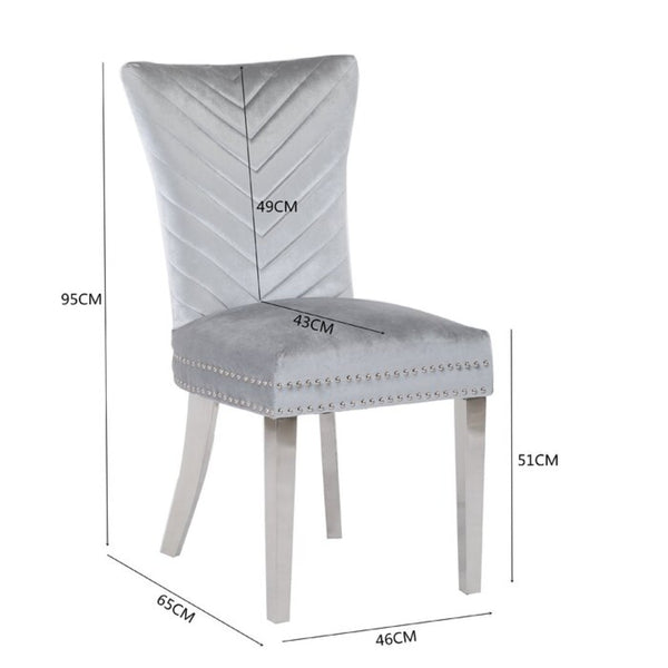 English Elm Eva Tufted Velvet Dining Chairs with Polished Steel Legs for Elegant Moody Spaces Silver 733569295678
