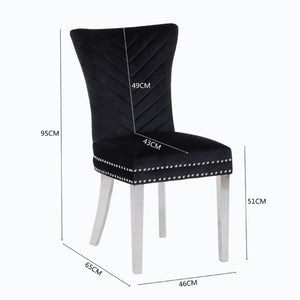 English Elm Eva Tufted Velvet Dining Chairs with Polished Steel Legs for Elegant Moody Spaces Black 733569377848