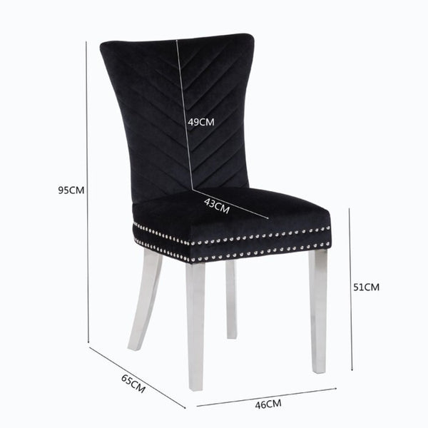 English Elm Eva Tufted Velvet Dining Chairs with Polished Steel Legs for Elegant Moody Spaces Black 733569377848