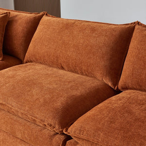 English Elm Stylish Modular L-Shaped Sectional Sofa With Ottoman - Cozy Chenille Upholstered Design For Living Rooms, Apartments, And Offices W1765S00087-GIGA