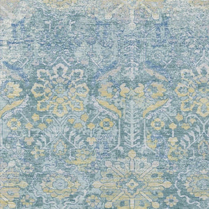 HomeRoots 10 Ft Damask Polyester Area Rug Washable Teal Silver Outdoor Indoor Patio 733581