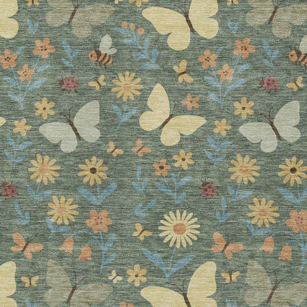 HomeRoots Abstract Polyester Area Rug Machine Washable for Indoor Outdoor Patios and Living Rooms 5' x 8' 733583