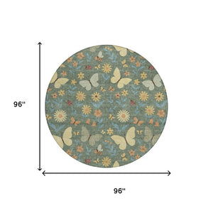 8 Foot Round Abstract Polyester Area Rug Machine Washable for Indoor Outdoor Spaces