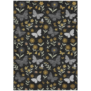 Abstract Washable Polyester Area Rug Low Pile Stain Resistant for Indoor Outdoor Spaces