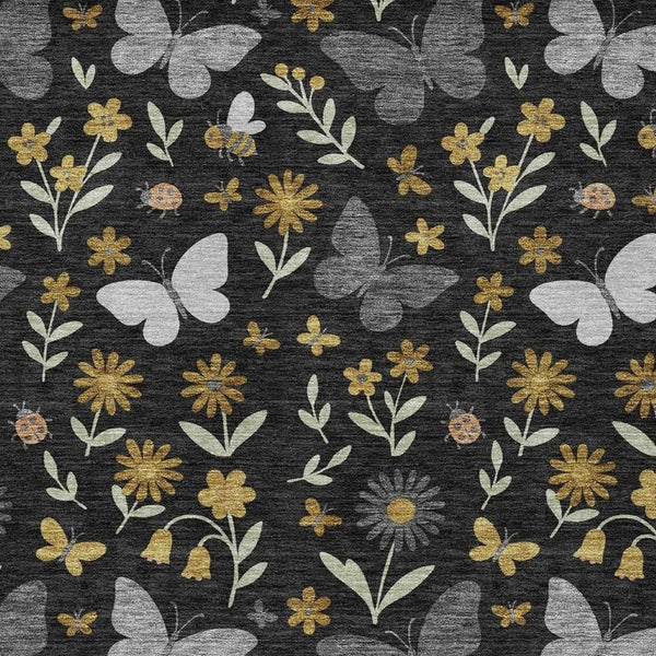 Abstract Washable Polyester Area Rug Low Pile Stain Resistant for Indoor Outdoor Spaces