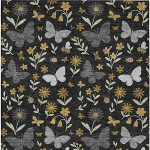 Abstract Washable Polyester Area Rug Low Pile Stain Resistant for Indoor Outdoor Spaces