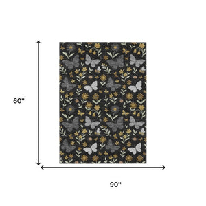Abstract Washable Polyester Area Rug Low Pile Stain Resistant for Indoor Outdoor Spaces
