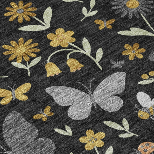 Abstract Washable Polyester Area Rug Low Pile Stain Resistant for Indoor Outdoor Spaces