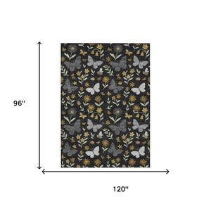 Abstract Washable Polyester Area Rug Low Pile Stain Resistant for Indoor Outdoor Spaces