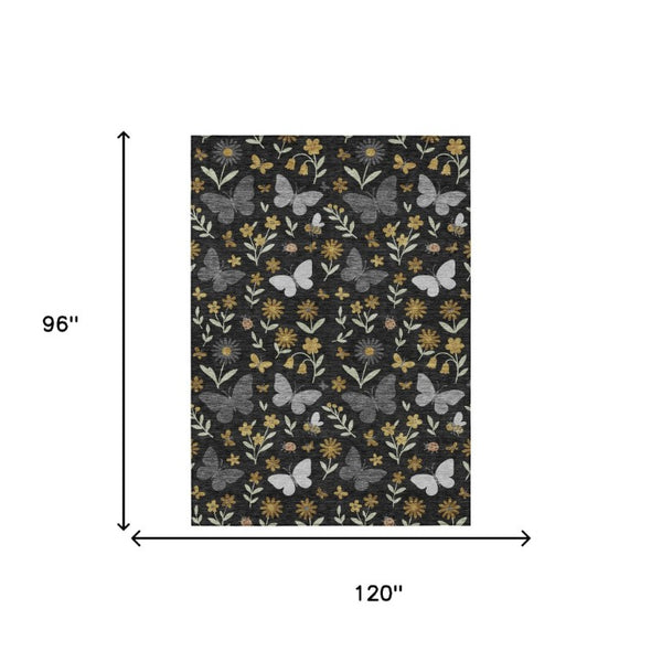 Abstract Washable Polyester Area Rug Low Pile Stain Resistant for Indoor Outdoor Spaces