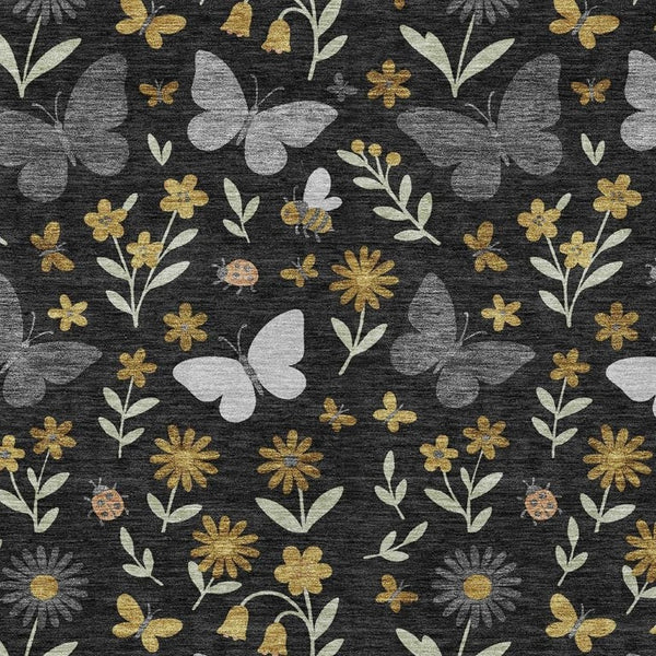 Abstract Washable Polyester Area Rug Low Pile Stain Resistant for Indoor Outdoor Spaces