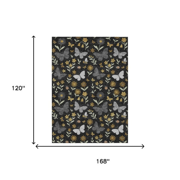 Abstract Washable Polyester Area Rug Low Pile Stain Resistant for Indoor Outdoor Spaces