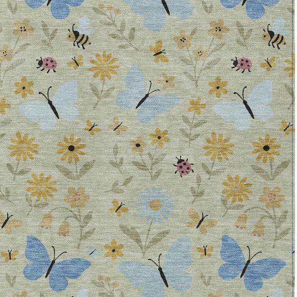 Abstract Polyester Area Rug Machine Washable Indoor Outdoor Patio with Felt Backing Support