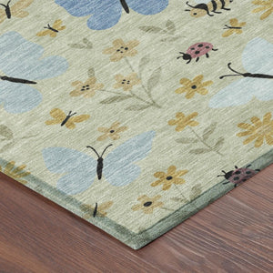Abstract Polyester Area Rug Machine Washable Indoor Outdoor Patio with Felt Backing Support