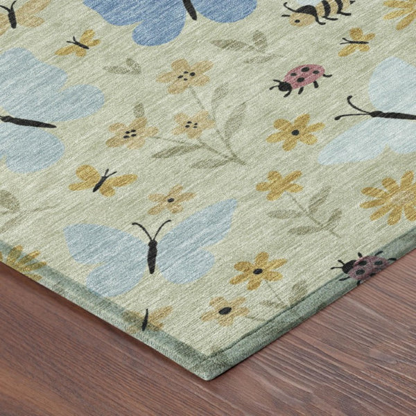 Abstract Polyester Area Rug Machine Washable Indoor Outdoor Patio with Felt Backing Support