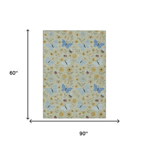 Abstract Polyester Area Rug Machine Washable Indoor Outdoor Patio with Felt Backing Support