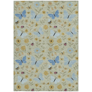 HomeRoots Abstract Polyester Area Rug Machine Washable Indoor Outdoor Patio with Felt Backing Support 8' x 10' 733597