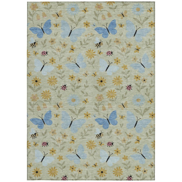HomeRoots Abstract Polyester Area Rug Machine Washable Indoor Outdoor Patio with Felt Backing Support 8' x 10' 733597