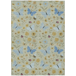 Abstract Polyester Area Rug Machine Washable Indoor Outdoor Patio with Felt Backing Support