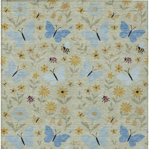 Abstract Polyester Area Rug Machine Washable Indoor Outdoor Patio with Felt Backing Support