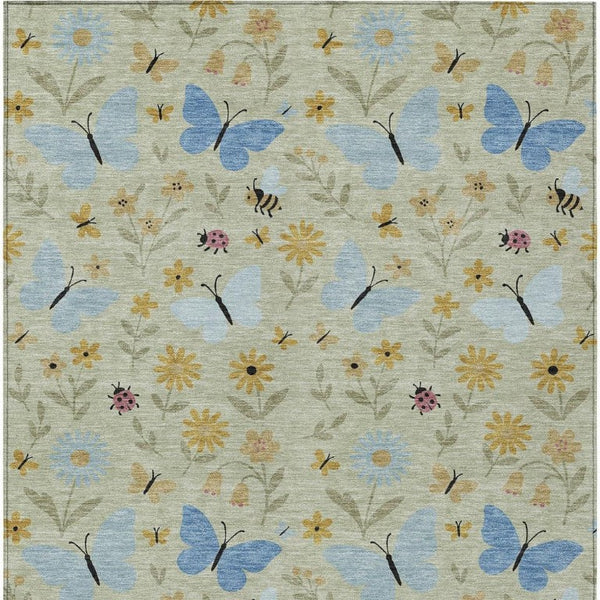 Abstract Polyester Area Rug Machine Washable Indoor Outdoor Patio with Felt Backing Support