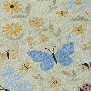 Abstract Polyester Area Rug Machine Washable Indoor Outdoor Patio with Felt Backing Support