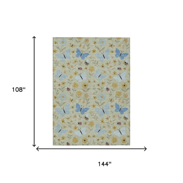 Abstract Polyester Area Rug Machine Washable Indoor Outdoor Patio with Felt Backing Support