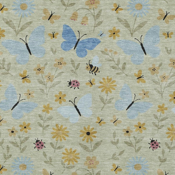 Abstract Polyester Area Rug Machine Washable Indoor Outdoor Patio with Felt Backing Support
