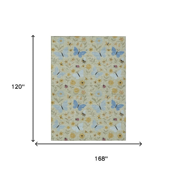 Abstract Polyester Area Rug Machine Washable Indoor Outdoor Patio with Felt Backing Support