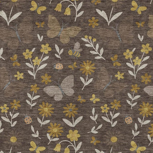 Abstract Washable Indoor Outdoor Polyester Area Rug in Warm Brown Walnut Tones for Any Room