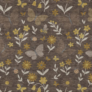 Abstract Washable Indoor Outdoor Polyester Area Rug in Warm Brown Walnut Tones for Any Room