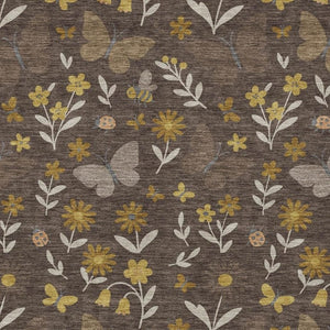 Abstract Washable Indoor Outdoor Polyester Area Rug in Warm Brown Walnut Tones for Any Room