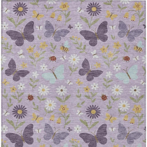9x12 Abstract Lavender Polyester Area Rug Machine Washable for Indoor Outdoor Spaces
