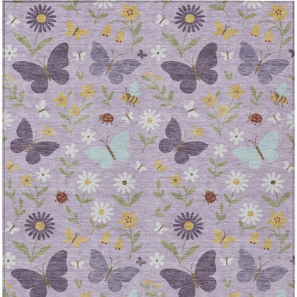 9x12 Abstract Lavender Polyester Area Rug Machine Washable for Indoor Outdoor Spaces