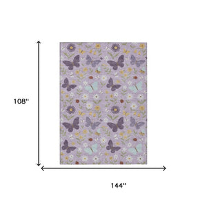 9x12 Abstract Lavender Polyester Area Rug Machine Washable for Indoor Outdoor Spaces