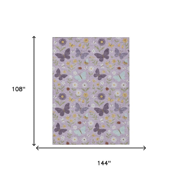 9x12 Abstract Lavender Polyester Area Rug Machine Washable for Indoor Outdoor Spaces