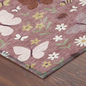 8 Ft Round Washable Polyester Area Rug with Abstract Geometric Pattern for Patio or Living Room