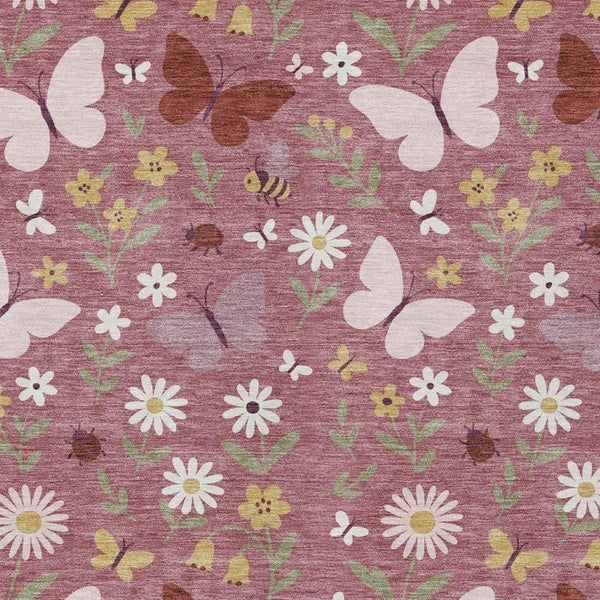 HomeRoots Mauve Pink Abstract Washable Polyester Area Rug for Indoor Outdoor Patios and Living Rooms 10' x 14' 733623