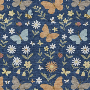 HomeRoots 10x14 Navy Abstract Washable Polyester Rug for Indoor Outdoor Patios and Living Rooms 733629