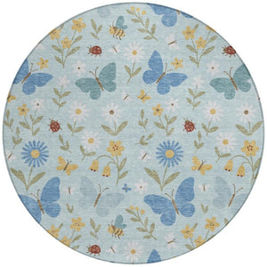 8 Ft Round Abstract Polyester Area Rug Washable Indoor Outdoor Patio Decor