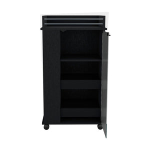HomeRoots 22 Inch Black Wood Rolling Bar Cart with Wheels for Kitchen or Living Room 733636