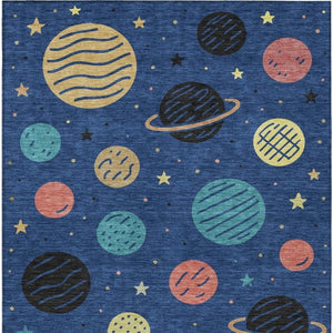 Floral Polyester Area Rug Machine Washable Low Pile for Indoor Outdoor Patio Use