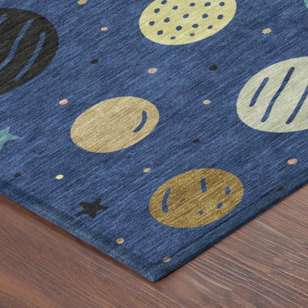 Floral Polyester Area Rug Machine Washable Low Pile for Indoor Outdoor Patio Use